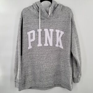 VS PINK Logo Tunic Pullover Sweater Grey Size L